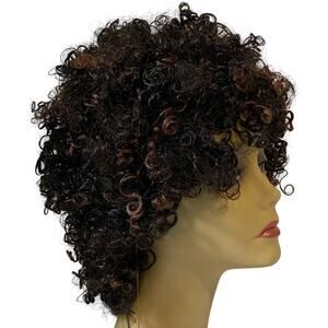 100% Human Hair Katrina Kinky Curly Wig Black Copper Frost Women Avg Size NWT